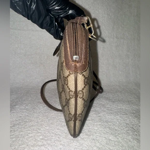 Gucci Vintage Shoulder Bag Sherry Line GG Leather PVC and Leather… - Picture 3 of 15